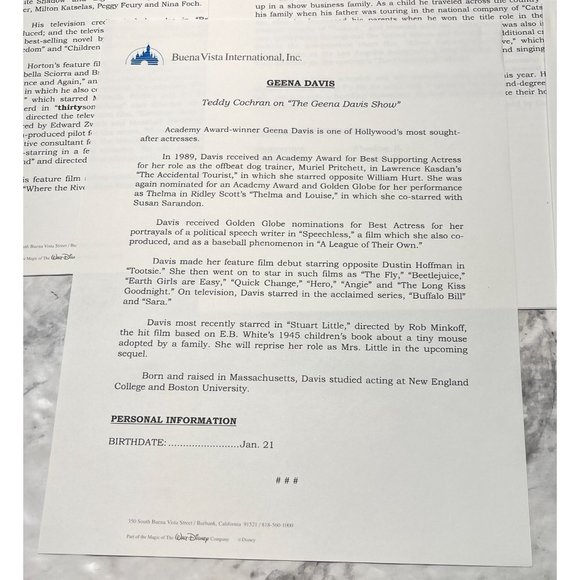 ABC TV Show Press Kit The Geena Davis Show 2000 Peter Horton Mimi Rogers - Picture 5 of 10